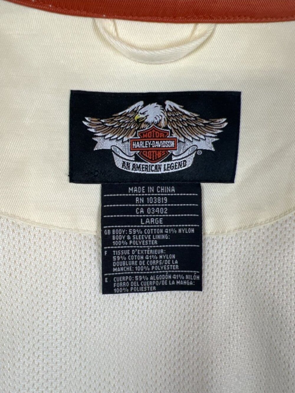Harley Davidson Women L Vintage Y2K Cream Racing Jacket An American Legend Mesh - Picture 3 of 13